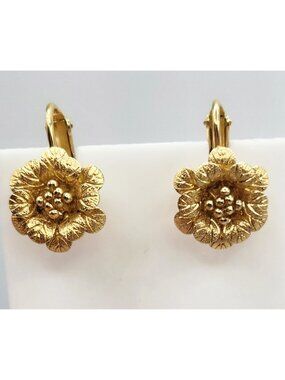 Gold Tone Vintage Flower Screwback Napier Earrings
